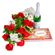 Для нее. Этот набор, состоящий из букета роз и хризантем с зеленью, шампанского и коробки конфет - отличный способ передать ваши поздравления или признание в любви.